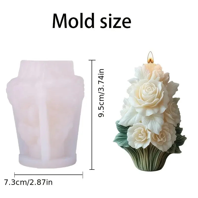 Rose tree candle mold, elegant white flower design, suitable for home decoration and ornaments, handicrafts and creative gifts.