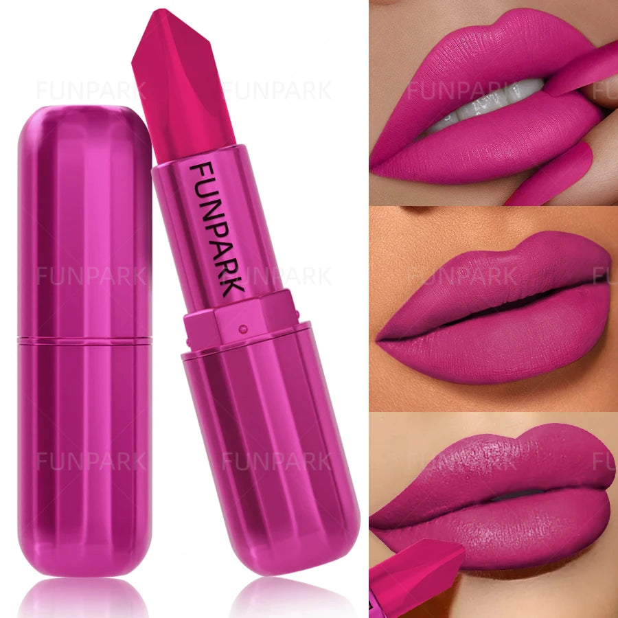 Matte Lipstick Long-Lasting Waterproof High-Pigment Velvet — Rose Red | KIMLUD