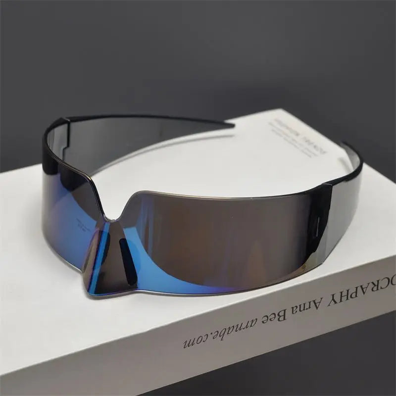 Cyberpunk Frameless Resin Sunglasses — Red | KIMLUD