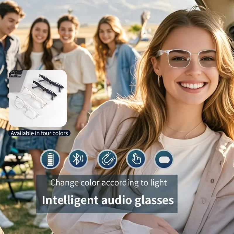 2025 NEW Smart Translation AI Glasses Multi Language Translation Voice Assistant Magnetic Charging Audio Call Smart SunGlass