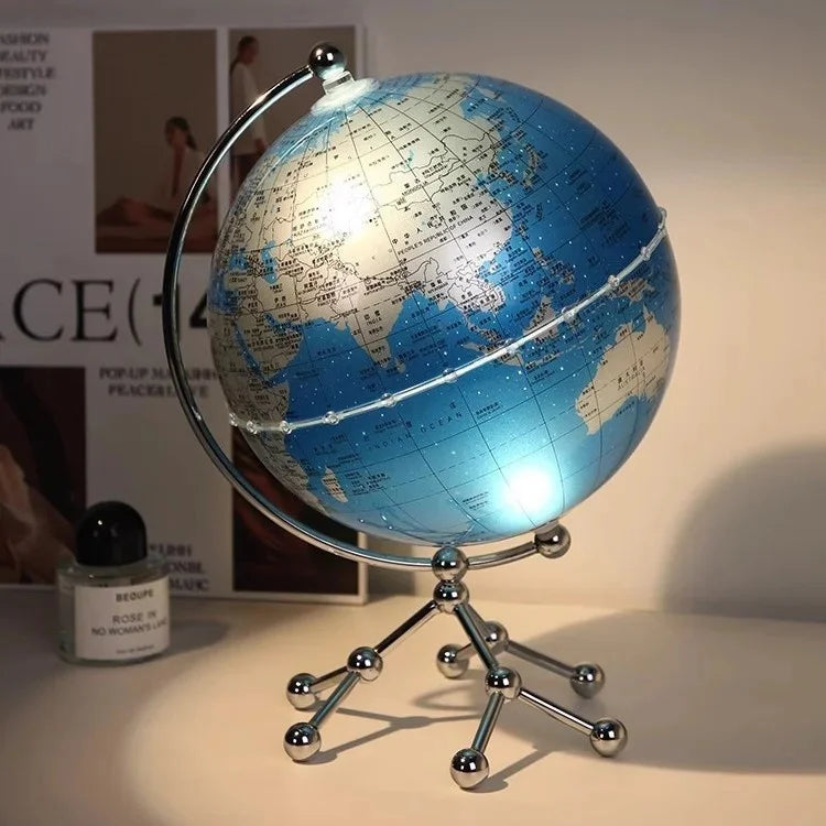 Polished Metal Globe Ornament Sculpture — Gold | KIMLUD