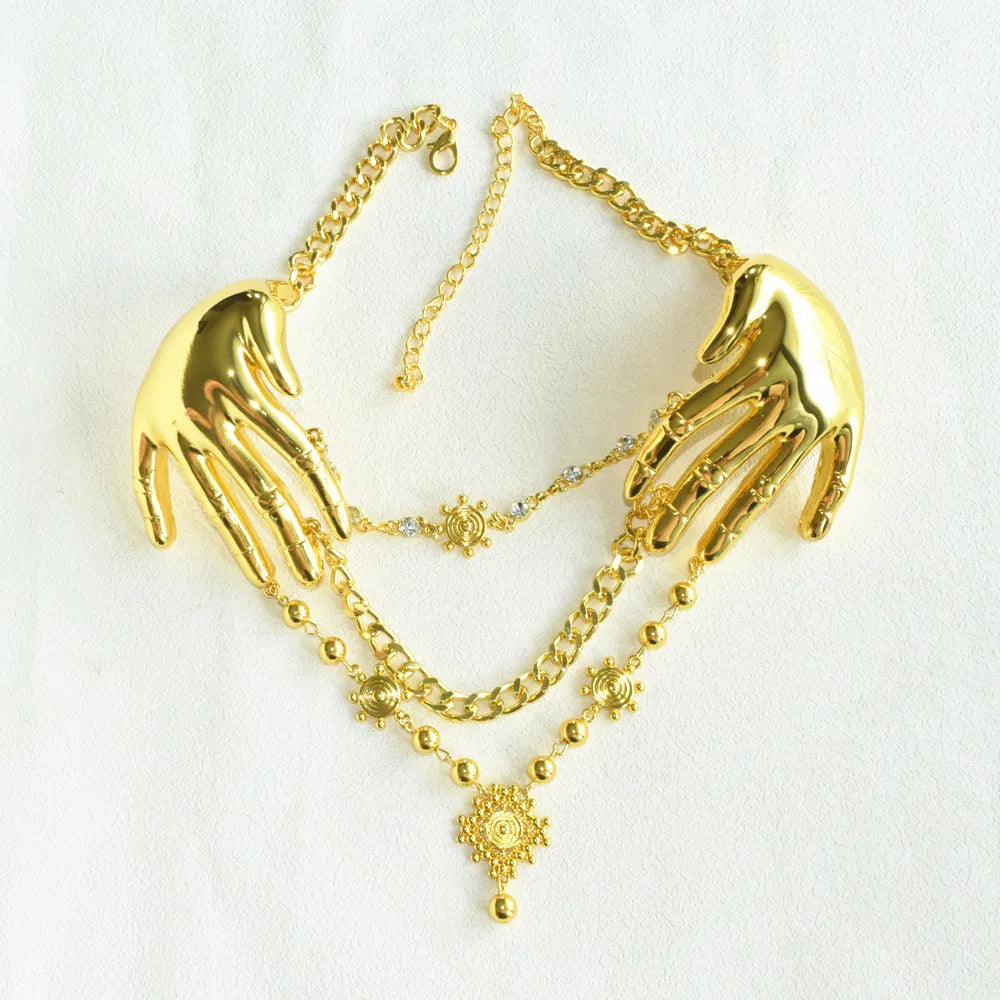 Choker Necklace – Hand Charms – Metal Alloy | KIMLUD