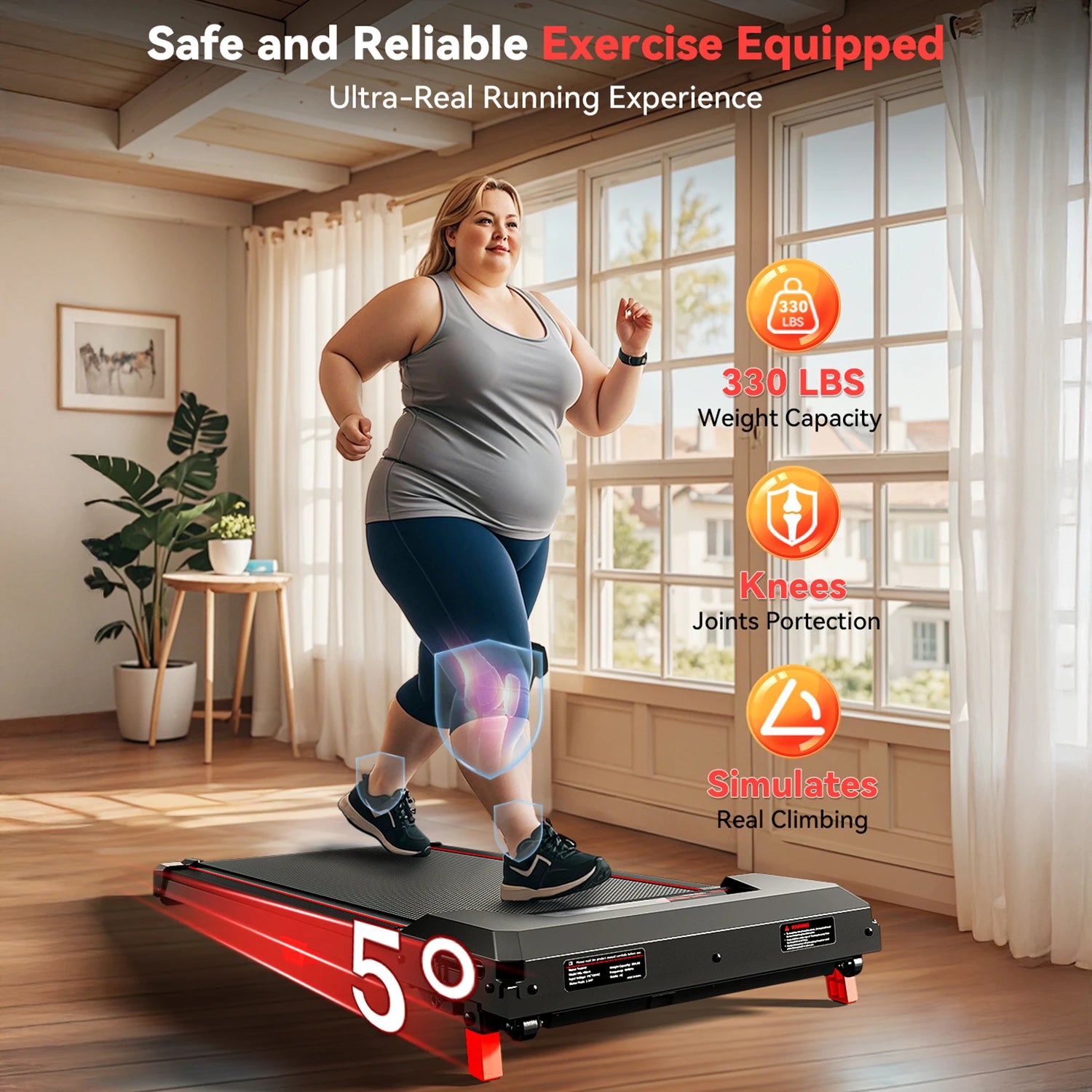 Portable Incline Walking Pad Under-Desk Treadmill LED Display — Black | KIMLUD