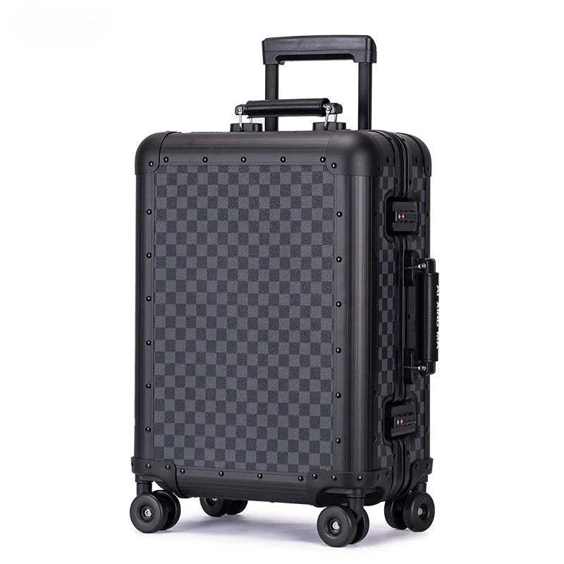 Aluminum Magnesium Alloy Rolling Suitcases — Silver | KIMLUD