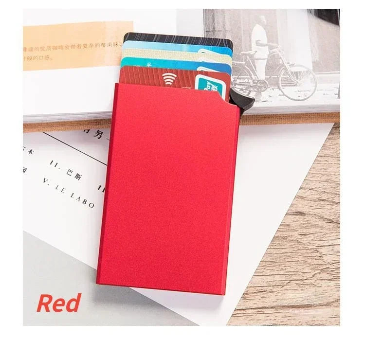 KIMLUD, Carbon Fiber Card Holder Wallets for Men RFID Portable Trifold PU Slim Mini Wallet Male Purses Wallet Women pasjeshouder, Red 2, KIMLUD Womens Clothes