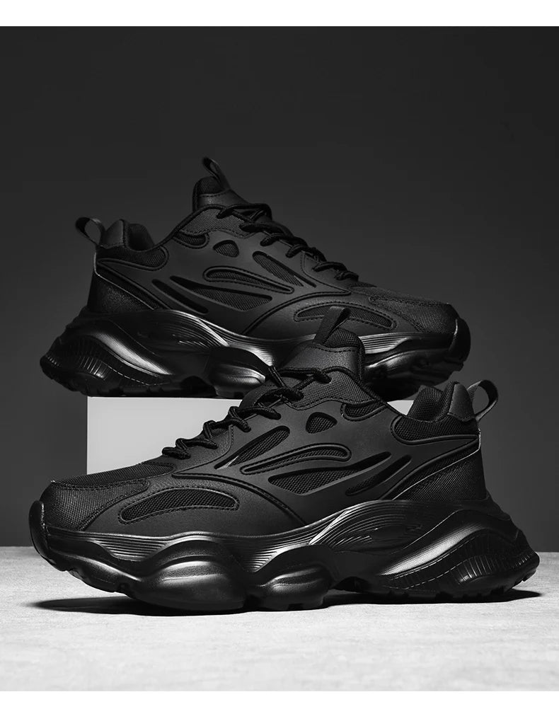 Air Mesh Platform Sneakers Casual Running Shoes — Black | KIMLUD