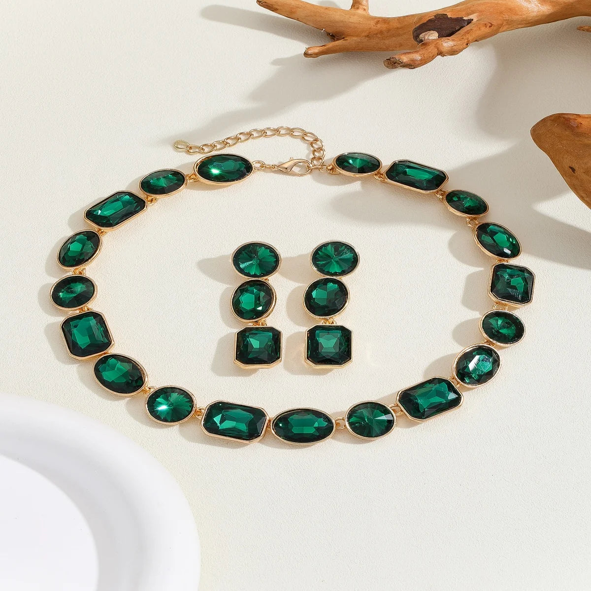 Industrial Metal Geometric Jewelry Set — Gold | KIMLUD