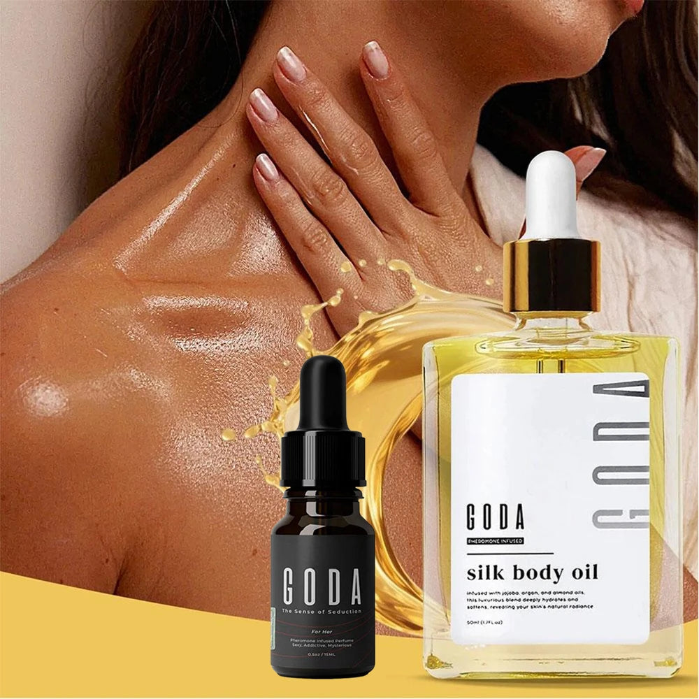 GODA Silk Body Oil & Pheromone Fragrance Essential Oil, Non-Greasy, Reduces Roughness, Reduces Blemishes, Balances Water And Oil