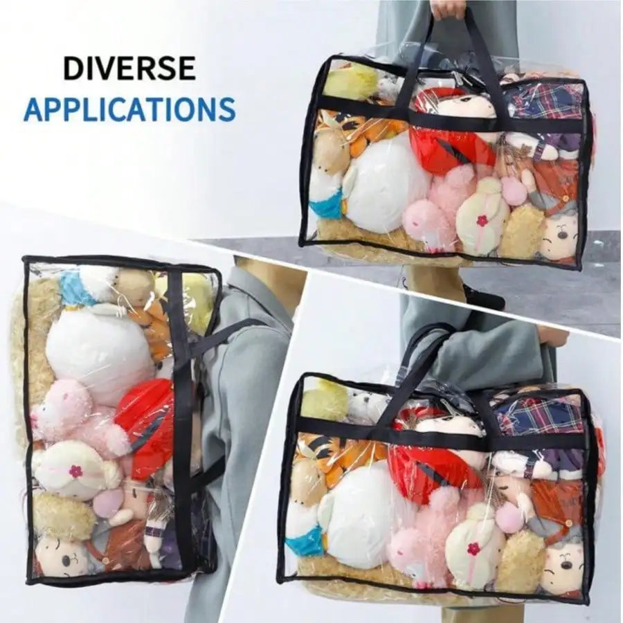 Nylon Storage Bag Zipper Handles — Transparent | KIMLUD