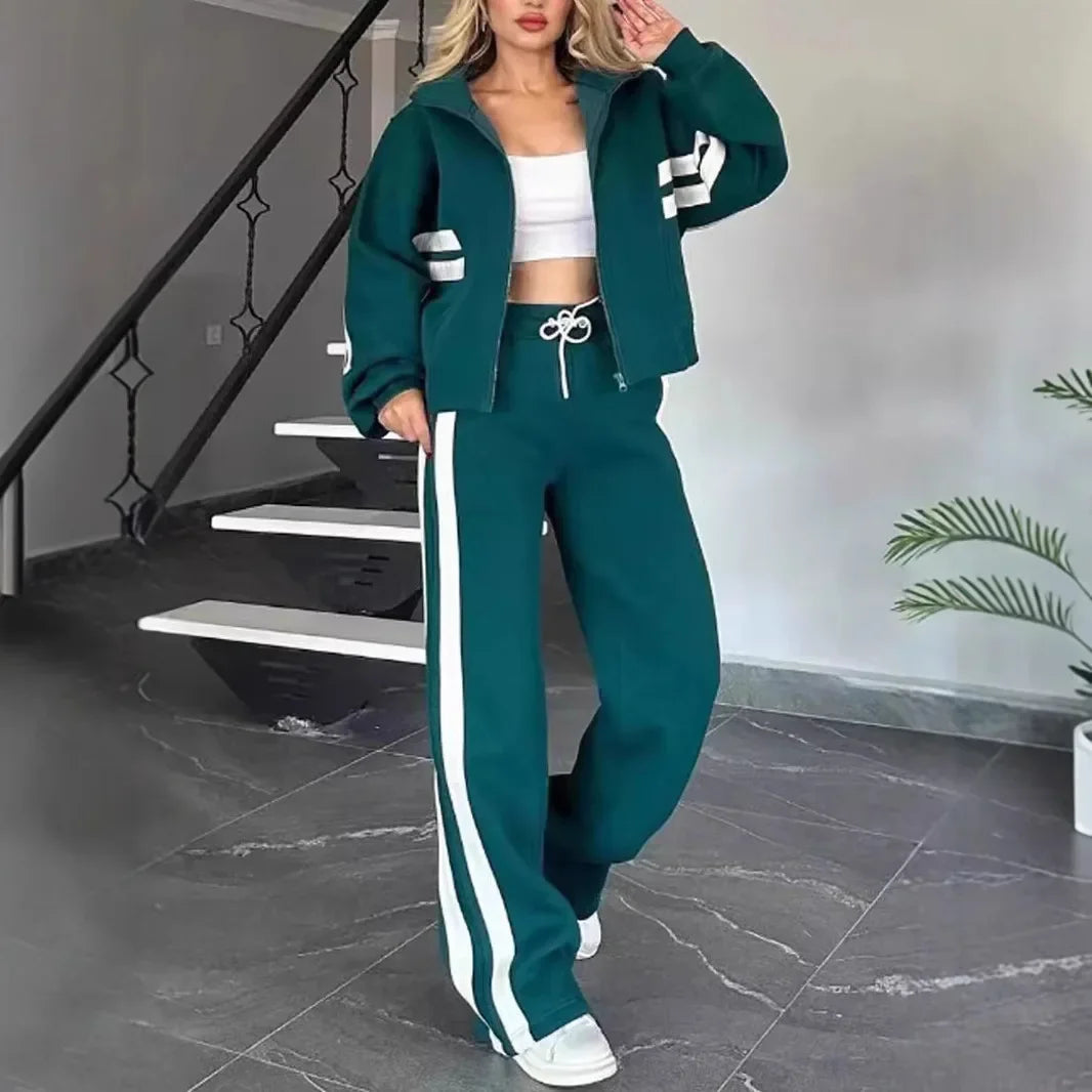 KIMLUD, Women Two Piece Set Pants Sets Striped Jacket Matching Sets Y2k Tops Tracksuit Autumn Spring Long Pant Casual Outfit Suits 2025, KIMLUD Womens Clothes