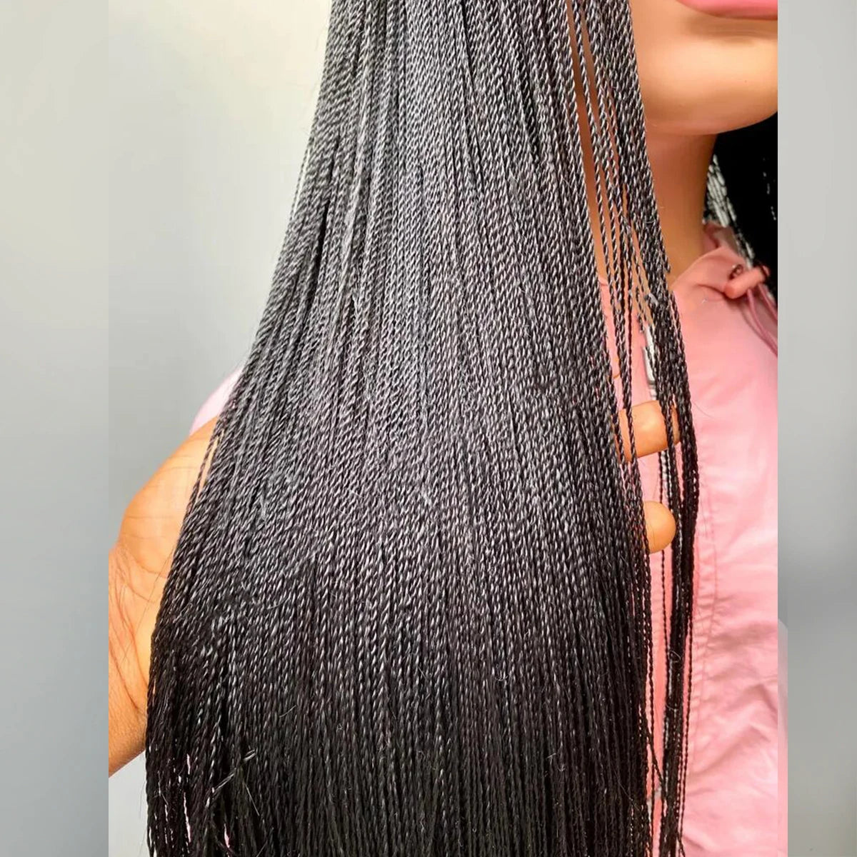 Lace Front Wig – Micro Twist Braids – Kanekalon – 1B Black | KIMLUD