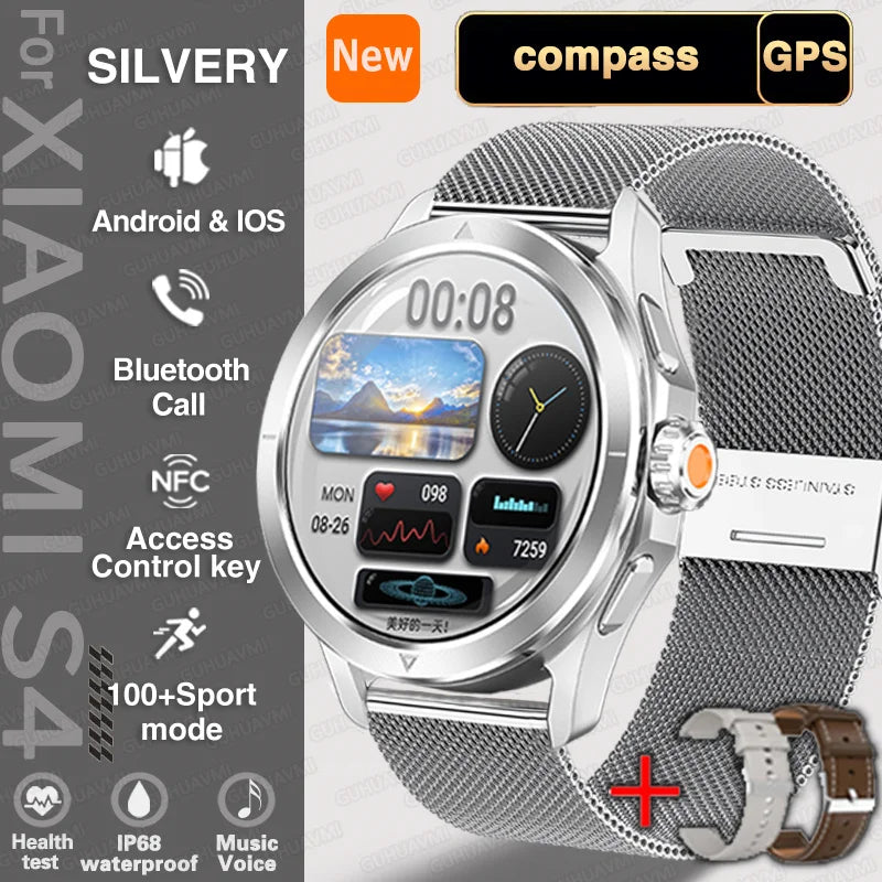 New S4 Ultra Outdoor Sports Men Watches HD AMOLED Display GPS Track Altimeter Heart Rate Bluetooth Call Waterproof Smart Watch