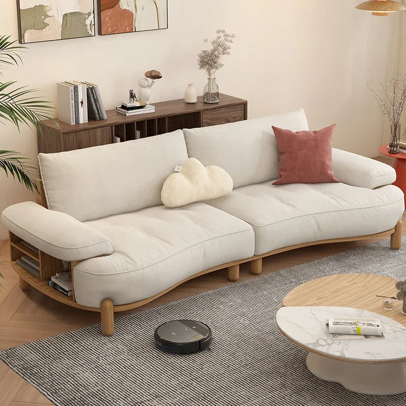 Foam Modern 3 Seater Sofa Soft Suede-Like Finish — White | KIMLUD