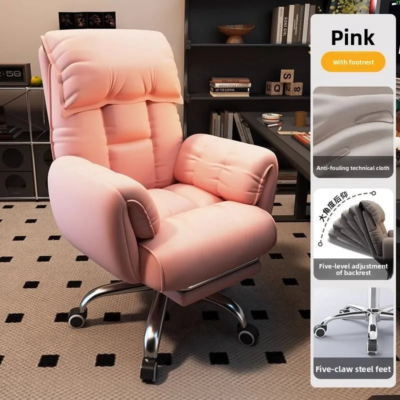 Ergonomic Tech Cloth Gaming Chair Reclining With Adjustable Lumbar Support — Charcoal Gray | KIMLUD