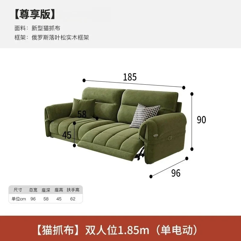 Nordic Modern Sofa Extendable Floor Recliner — Green | KIMLUD