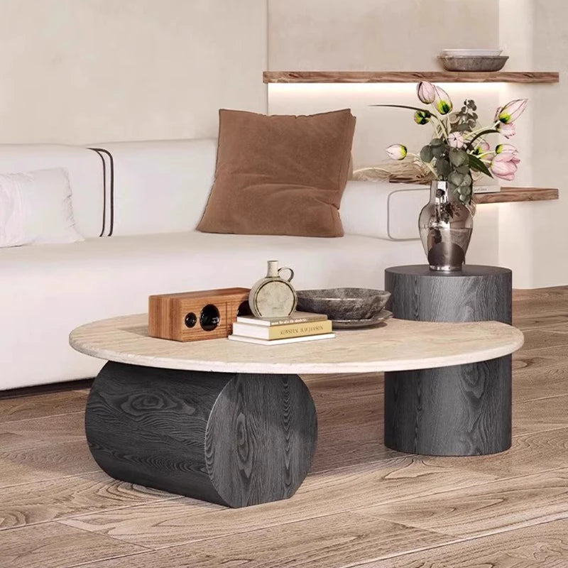 Antique Wood Coffee Table Designer Minimalist Aesthetic — Ivory | KIMLUD