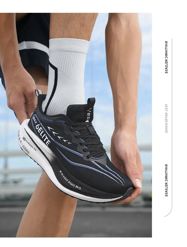 Air Mesh Running Shoes Carbon Plate Marathon Lightweight Breathable Nonskid — Emerald Green | KIMLUD