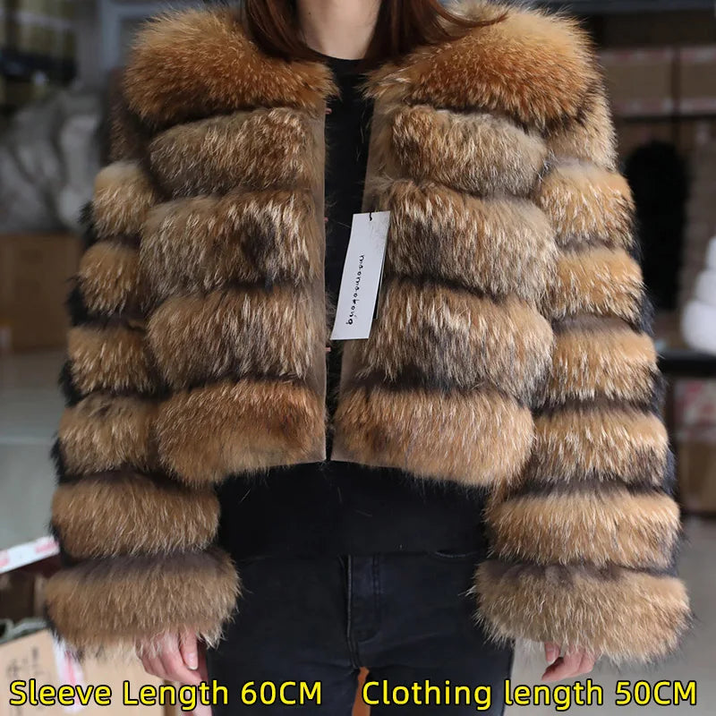 KIMLUD, 2024 maomaokong Super Hot Winter Women Luxury Thick Real Raccoon Fur Coat Natural Fox Fur Jacket Plus Size Jackets Female Vest, KIMLUD Womens Clothes