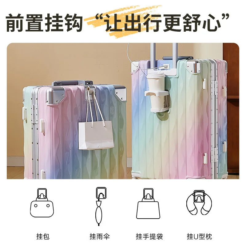 20 inch luggage case, new large capacity suitcase, 24 aluminum frame travel case, durable password box