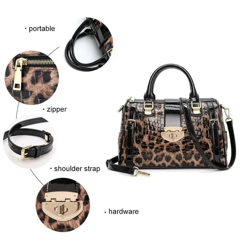 KIMLUD, Aidrani A Trendy Leopard Print WOMEN'S Handbag Made of Glossy Material Waterproof and Scratch Resistant Technology and High-qua, KIMLUD Womens Clothes