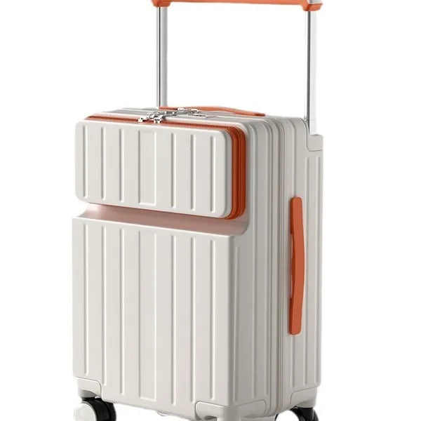 Wide tie rod suitcase Men's and women's multi-functional front opening boarding case New water cup holder Password travel case