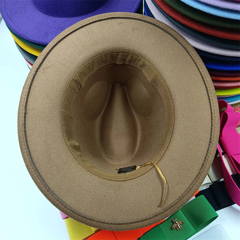 Low price wholesale Fedora hats Winter jazz monochrome bow elastic band men and women red jazz hats Fedora hats sombrero hombre - KIMLUD