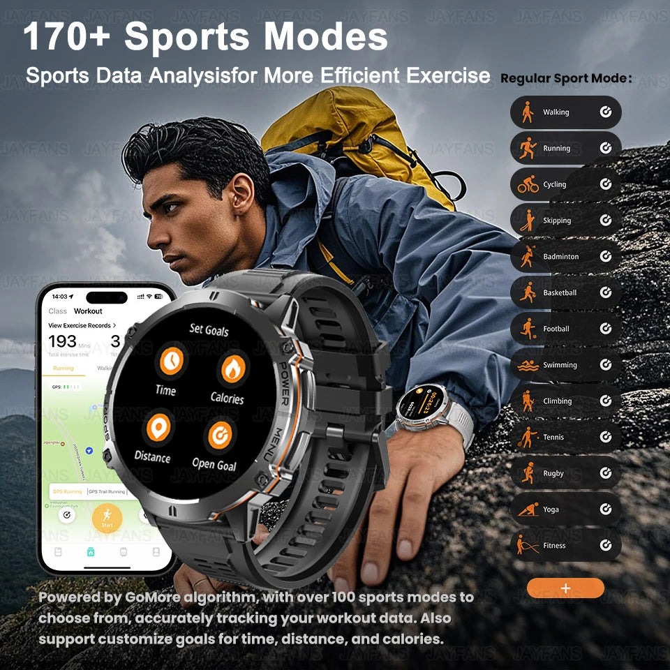 2025 NEW For XIAOMI Outdoor Military GPS Smartwatch Men 1.73"HD Screen Compass 1000MAH Heart Rate BT Call 10M Waterproof Watches