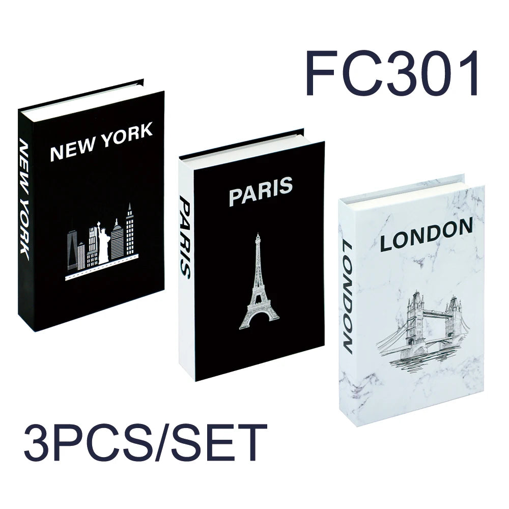 Foldable Faux Books Three-Piece Set for Couture Coffee Table Decor — Black | KIMLUD