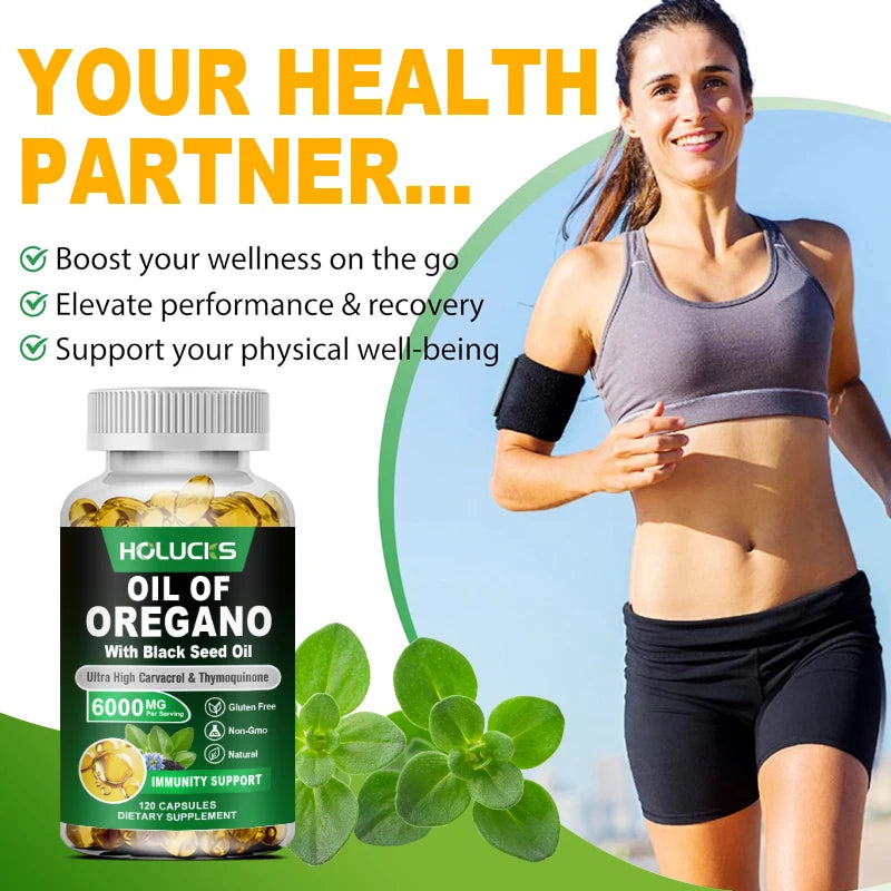 Natural Oil of Oregano Supplements- Relieves Bloating&Flatulence,Digestion,Oral Health,Antioxidant，Breathe Easily