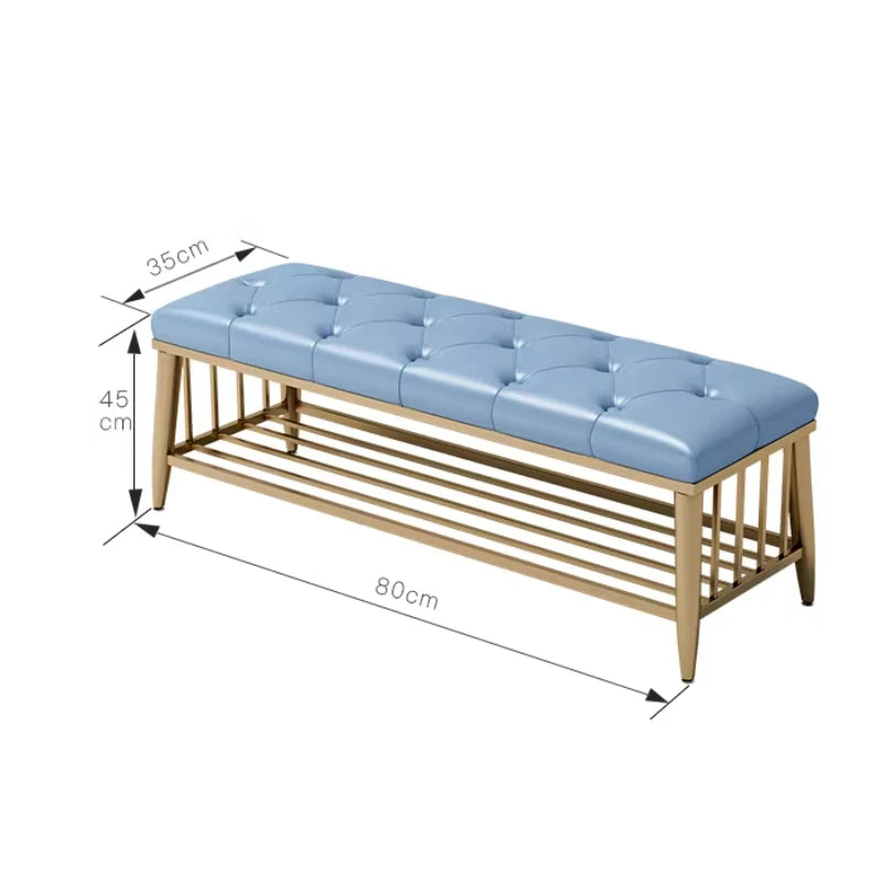 Modern Entryway Metal Shoe Cabinet Luxury Living Room Sofa Stool with Cushion Scandinavian Changing Stool Home Hall Furniture
