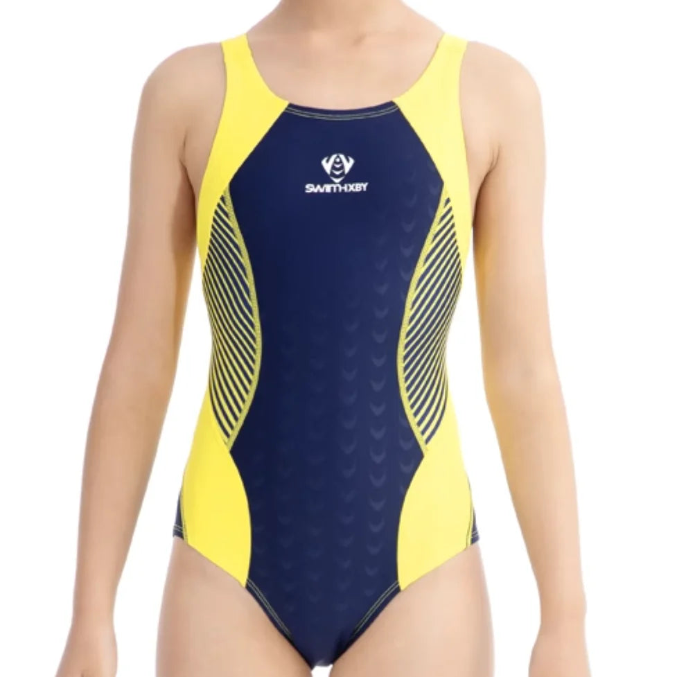 Girls' Competition Swimsuit High Performance Sharkskin Triangle Racing Swimsuit Quick Dry Training Swimwear