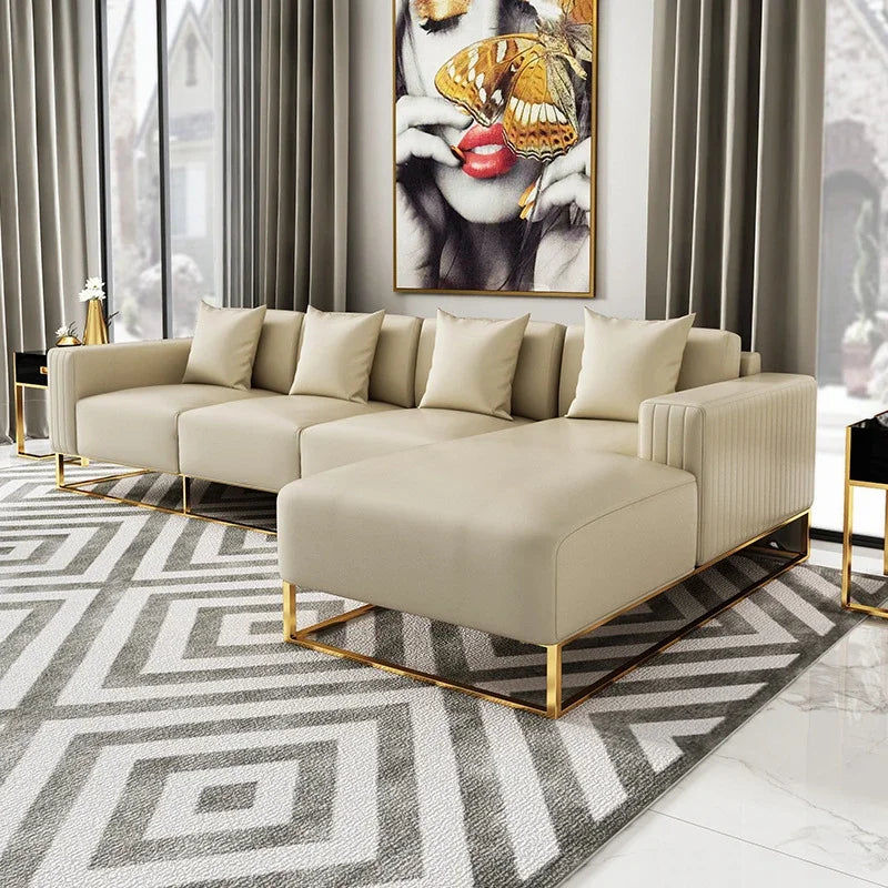 A Modern Design Corner Leather Couch Living Room Sofas Set Modular Home Furniture Sectional L Shaped Luxury Sofa
