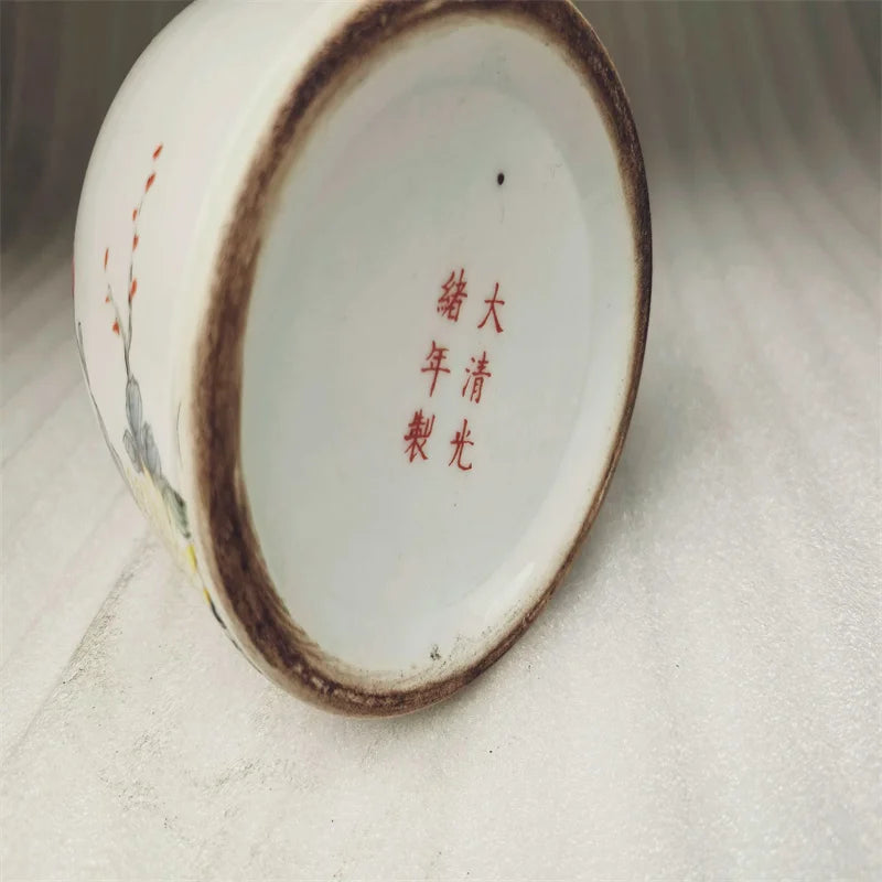 Chinese Old Porcelain Vase Pastel Flower & Bird Pattern Storage Jar Antique Collectible Decorative Piece