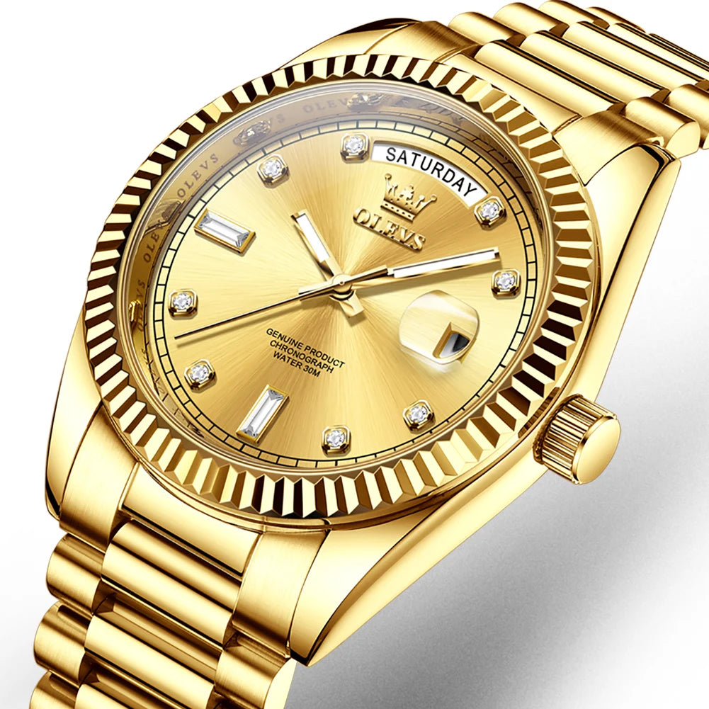 Gold-Tone Stainless Steel Automatic Watch Date — Gold | KIMLUD