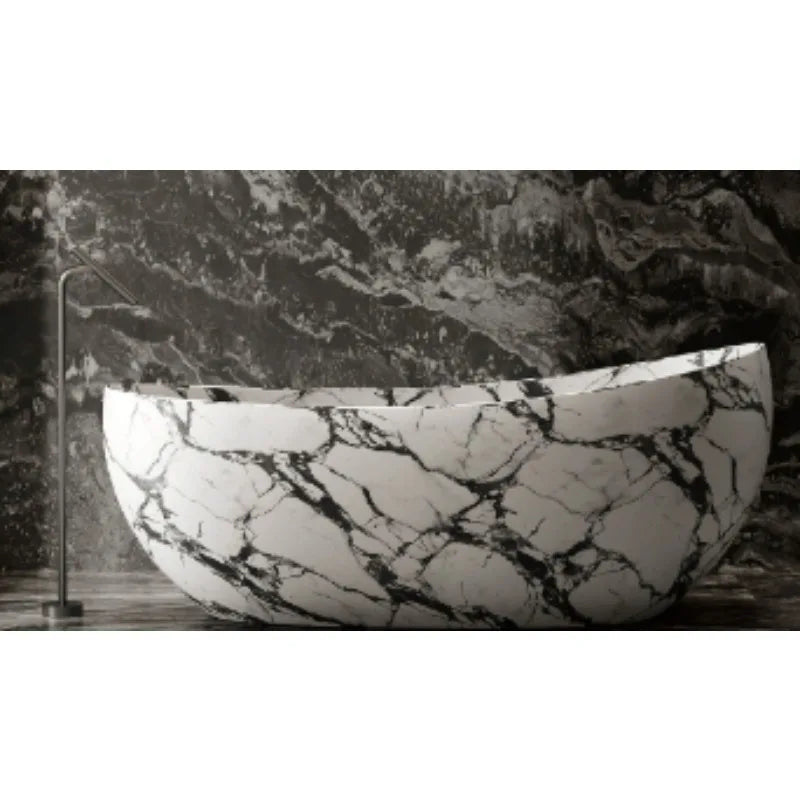 Large Modern Freestanding Solid marble imitation Natural Stone Bathtub With Drainer Square Soaking Tub Bathroom Hotel Use