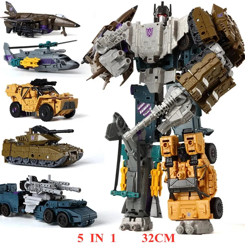Haizhixing 6 IN 1 NEW Transformation Toys Anime Devastator Action Figure KO G1 Robot Aircraft Engineering Vehicle Model Boy Kids