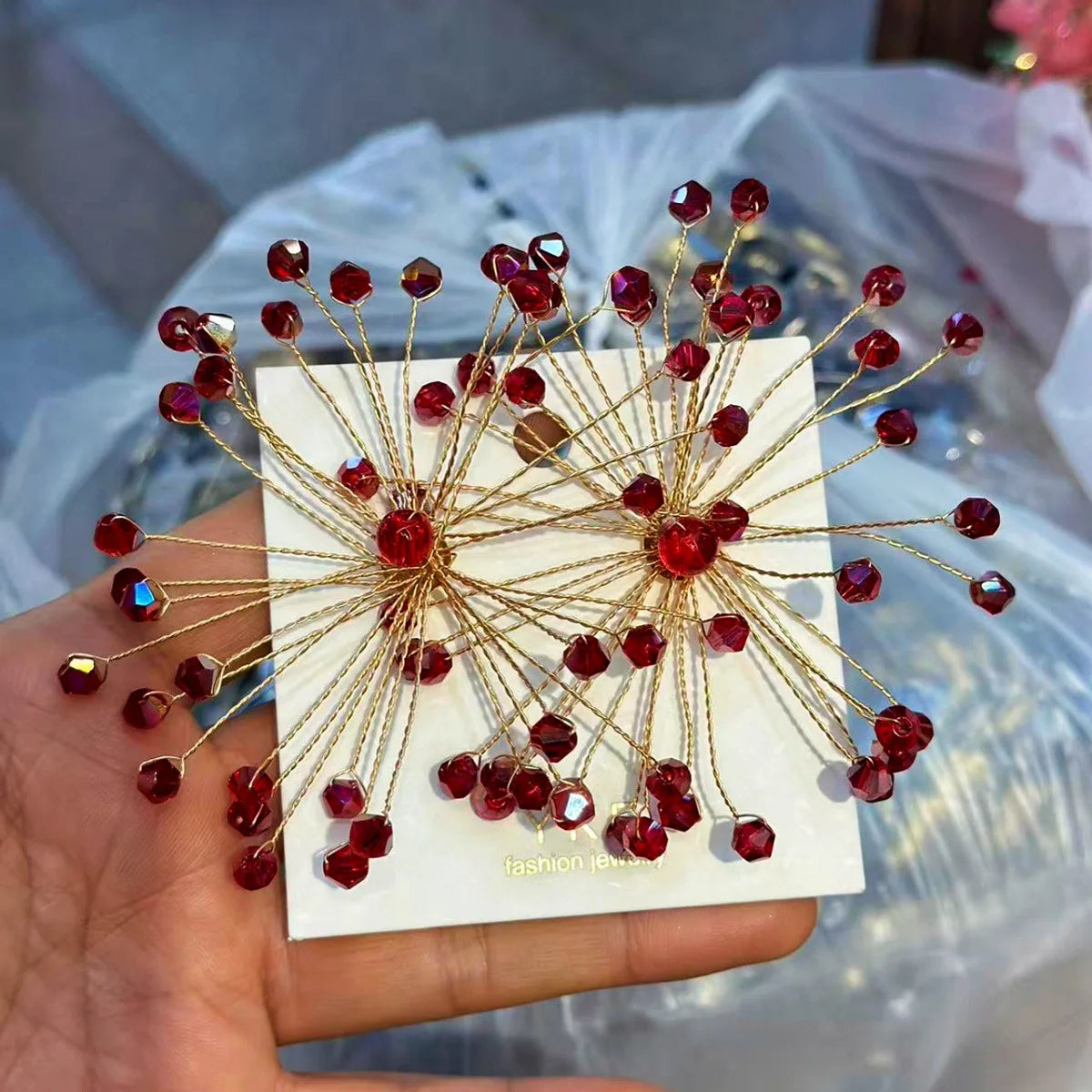 Sparkling Snowflake Earrings Zircon Beaded Flower — Crystal | KIMLUD