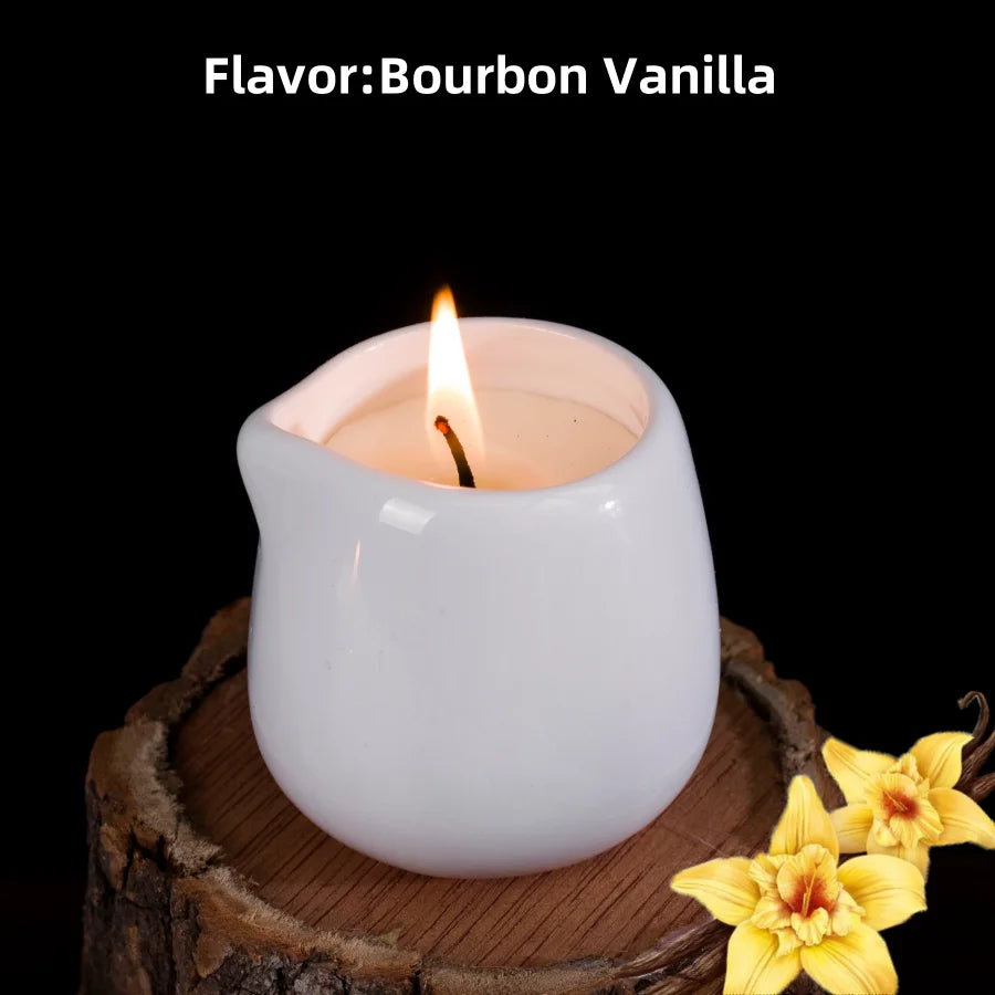 Coconut Wax Massage Candle Amber Vanilla — Amber-Gold | KIMLUD