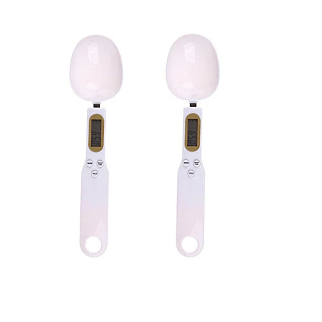 Plastic Digital Kitchen Scale Mini Spoon 0.1–500g Precision LED Display — White | KIMLUD