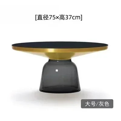 Nordic Creative Glass Round Coffee Table Combination Living Room Reception Side Table Transparent Light Luxury Coffee Tables