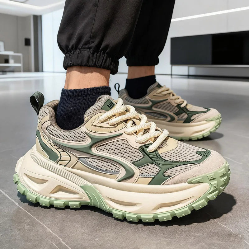 Men's Chunky Sneakers Four Season New Soft Sole Outdoor Running Shoes Fashion Student Casual Breathable Lightweight Sports Shoes