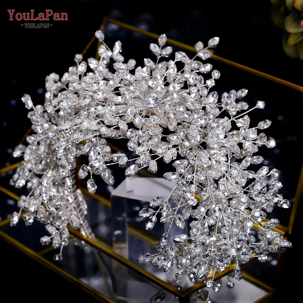 YouLaPan HP193P Wedding Headwear Necklace Earrings Jewelry Set Bride Headbands Rhinestone Headpiece Bridal Tiaras and Crowns