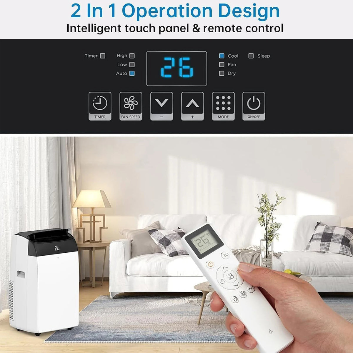 Portable Conditioner 10000-BTU 4-In-1 Cooling Dehumidifier — White | KIMLUD
