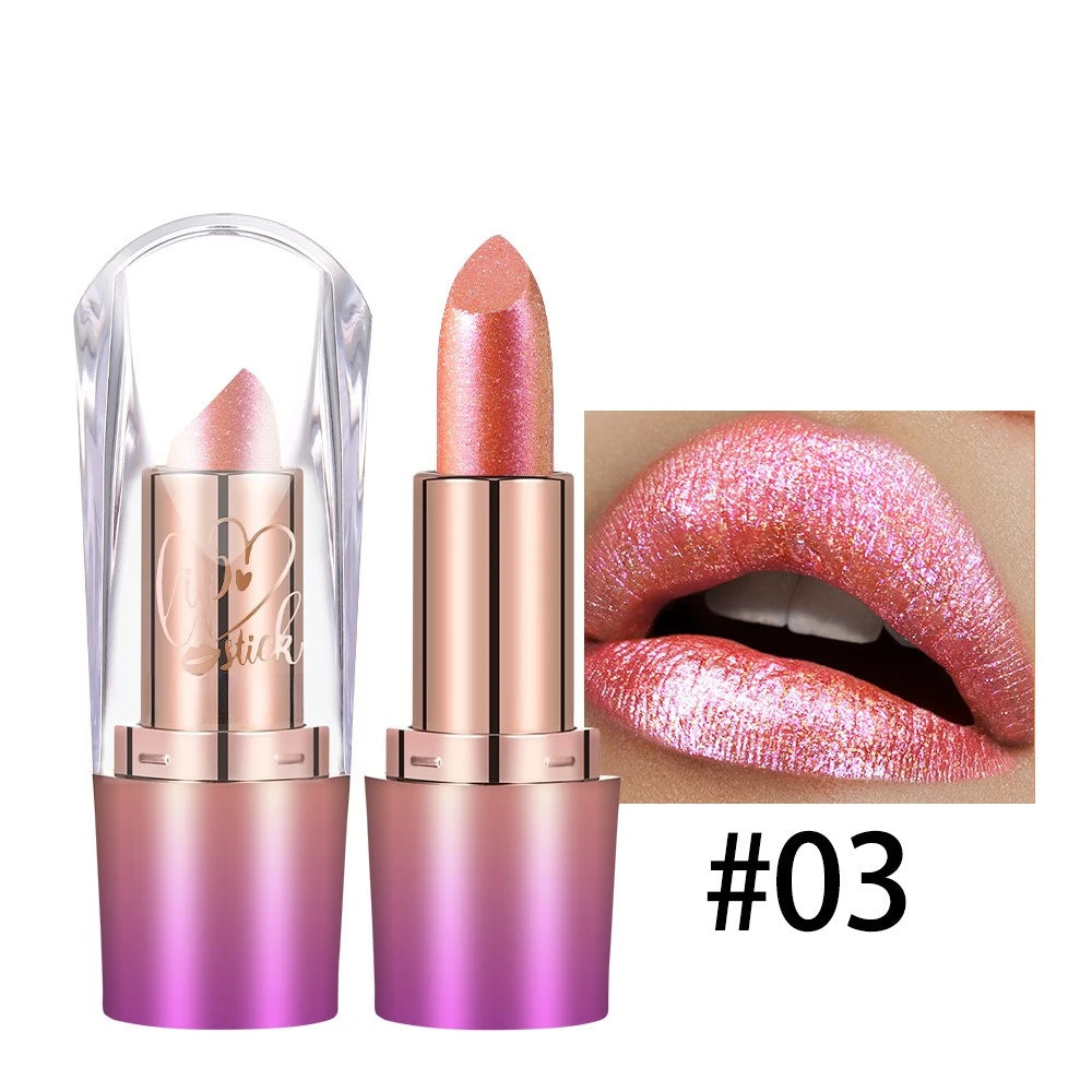 Metallic Lip Gloss Glitter Glaze Waterproof Long-Lasting — Bright Red | KIMLUD