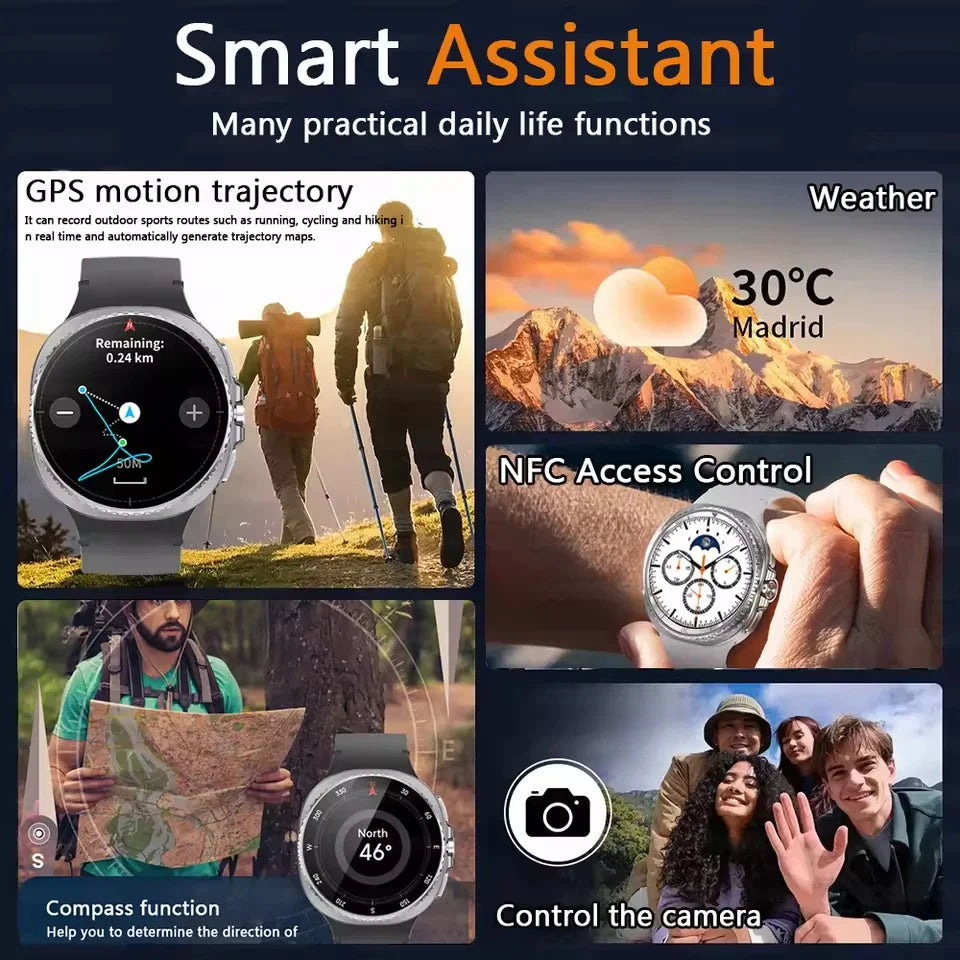 Watch 8 Ultra Classic Fashion Men GPS Map Compass NFC 3ATM Waterproof Smart Watch Rotating Dial HD Bluetooth Call Upgraded Watch