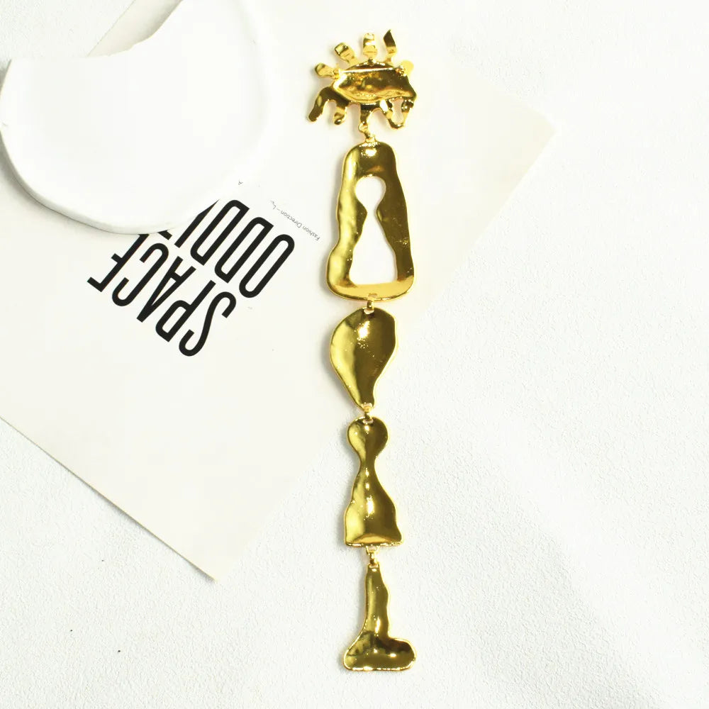Metal Alloy Brooch Abstract Face Charm — Gold | KIMLUD