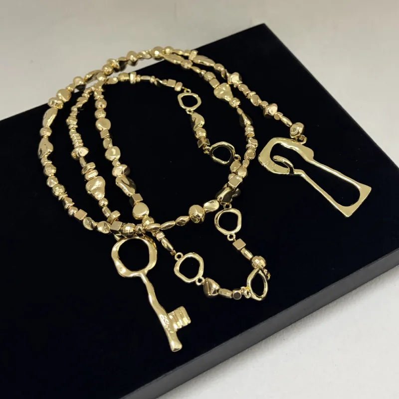 Brand Fashion Show Metal Alloy Lock Pendant Belt For Women Fashion Jewelry Trendy Girls' Sweater Dress Accessories