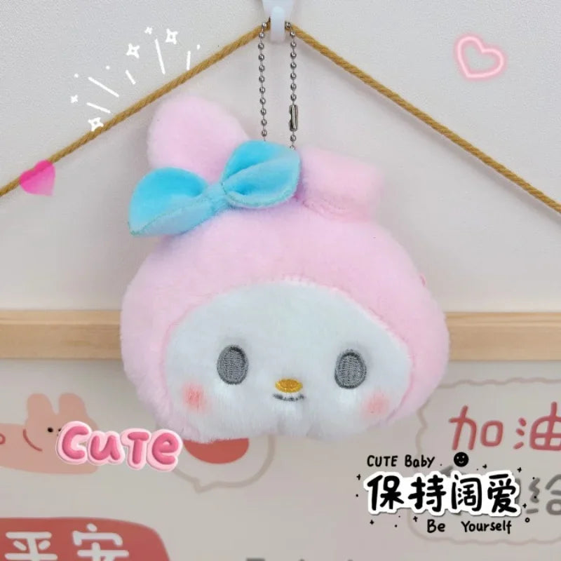 Sanrio Hello Kitty Plush Coin Purse Cartoon Keychain Bag Zipper Coin Wallet Storage Bag Key Earphone Pouch Decorations Girl Gift