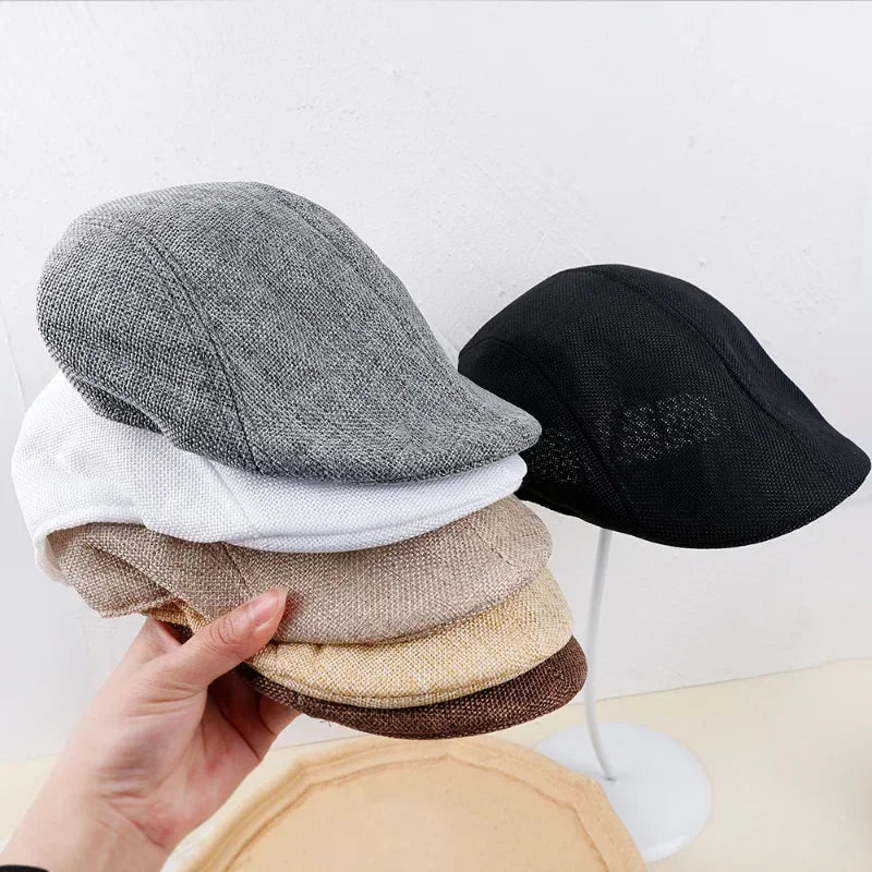 British Style Beret Hat Painter Cap for Men — Black | KIMLUD