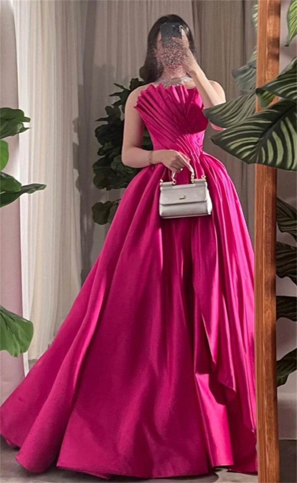 CustomizedProm Dresses Elegant Strapless Ball Gown Draped Shirred Open Back Taffeta Occasion Evening  Vestidos De Ocasião Formal